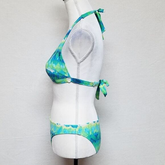 VINTAGE Surf Side Blue Tie-Dye Halter Bikini - Picture 6 of 14